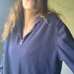 merona blue knit quarter zip